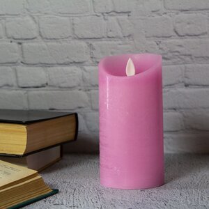 Светодиодная свеча с имитацией пламени 15 см, розовая восковая, батарейка Peha фото 1