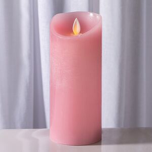 Светодиодная свеча с имитацией пламени 18 см, розовая восковая, батарейка Peha фото 1