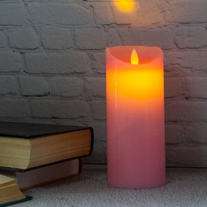 Светодиодная свеча с имитацией пламени 18 см, розовая восковая, батарейка Peha фото 2