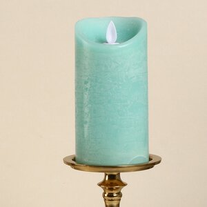 Светодиодная свеча с имитацией пламени 15 см, мятная восковая, батарейка Peha фото 2