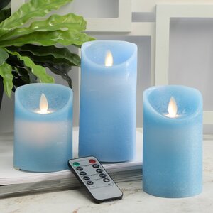 Набор свечей с имитацией пламени Ленорра Magic Flame 10-15 см, 3 шт, небесно-голубые, с пультом управления Peha фото 1