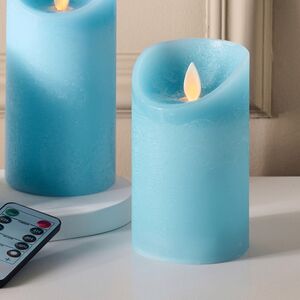 Набор свечей с имитацией пламени Ленорра Шанти 10-15 см, 3 шт, небесно-голубые, с пультом управления Peha (Пеха) фото 6