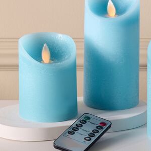 Набор свечей с имитацией пламени Ленорра Шанти 10-15 см, 3 шт, небесно-голубые, с пультом управления Peha (Пеха) фото 4