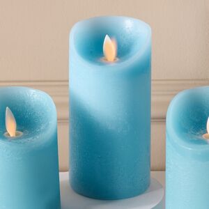 Набор свечей с имитацией пламени Ленорра Шанти 10-15 см, 3 шт, небесно-голубые, с пультом управления Peha (Пеха) фото 5