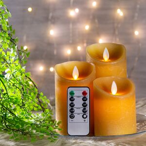 Набор свечей с имитацией пламени Шанти 3 шт на пульте, охровые (Peha, Нидерланды). Артикул: MB-20324