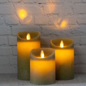 Светодиодная свеча с имитацией пламени 10 см, зеленая восковая, батарейка Peha фото 7