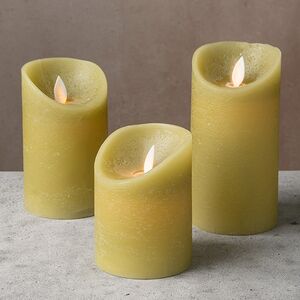 Светодиодная свеча с имитацией пламени, зеленая восковая, батарейка