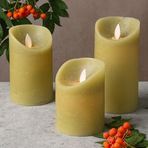 Светодиодная свеча с имитацией пламени 15 см, зеленая восковая, батарейка Peha фото 5