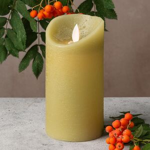 Светодиодная свеча с имитацией пламени 15 см, зеленая восковая, батарейка Peha фото 4