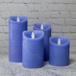 Светодиодная свеча с имитацией пламени 12.5 см, синяя восковая, батарейка Peha фото 3