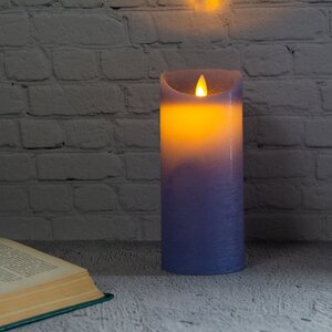 Светодиодная свеча с имитацией пламени 18 см, синяя восковая, батарейка Peha фото 2