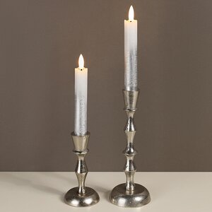 Столовая светодиодная свеча с имитацией пламени Инсендио 15 см 2 шт серебряная, батарейка (Peha, Нидерланды). Артикул: MB-40215