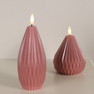 Светодиодная свеча с имитацией пламени Грацио 15 см темно-розовая, на батарейках Peha фото 2