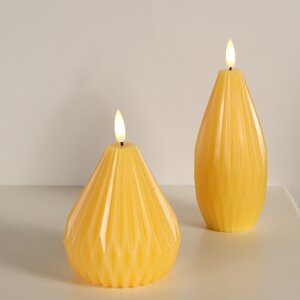 Светодиодная свеча с имитацией пламени Грацио 10 см желтая, на батарейках Peha фото 5