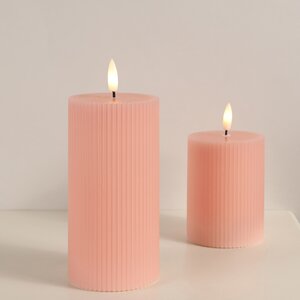 Светодиодная свеча с имитацией пламени Грацио, розовая, батарейка