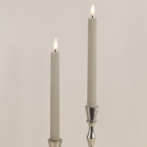 Столовая светодиодная свеча с имитацией пламени Грацио 26 см 2 шт серая, на батарейках, таймер (Peha, Нидерланды). Артикул: MB-41245