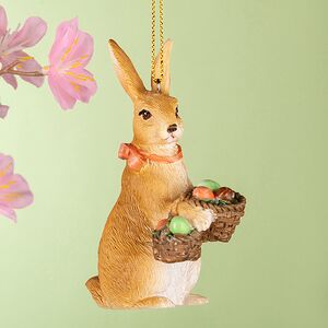 Подвесное украшение Пасхальный Кролик с корзинками 9 см