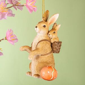 Подвесное украшение Пасхальный Кролик с малышом 9 см