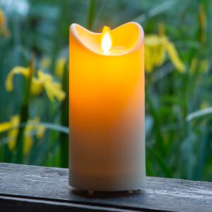 Уличная светодиодная свеча с имитацией пламени 15 см кремовая на батарейках