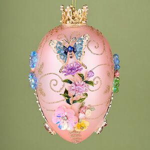 Коллекционная стеклянная елочная игрушка Яйцо - Butterfly Garden 18 см Mark Roberts фото 4