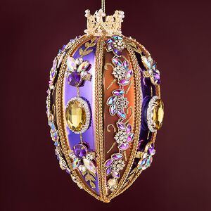 Коллекционная стеклянная елочная игрушка Яйцо Fabian - Dynasty Gems 19 см