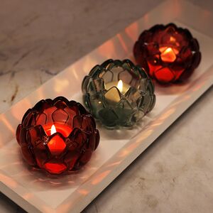 Стеклянный подсвечник для чайной свечи Артишок 8*6 см, красный Goodwill фото 7