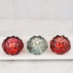 Стеклянный подсвечник для чайной свечи Артишок 8*6 см, красный Goodwill фото 8