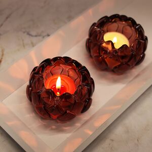 Стеклянный подсвечник для чайной свечи Артишок 8*6 см, красный Goodwill фото 6