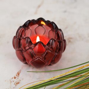 Стеклянный подсвечник для чайной свечи Сердце Лотоса 8*6 см, розовый Goodwill фото 3