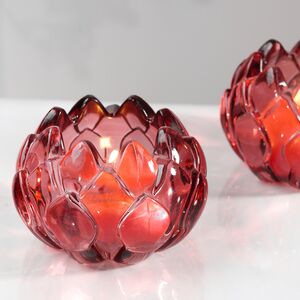 Стеклянный подсвечник для чайной свечи Артишок 8*6 см, красный Goodwill фото 1