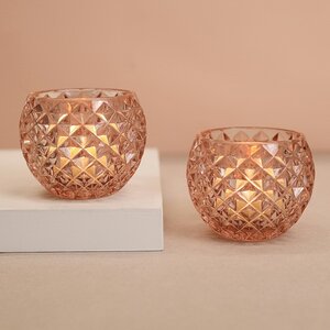 Стеклянный подсвечник для чайной свечи Гладиус 10*8 см нежно-розовый Goodwill фото 1