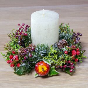 Венок для свечи Яблоки в Снегу 19 см (Swerox, Швеция). Артикул: O877-R