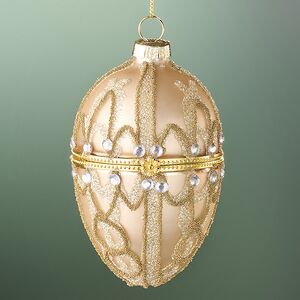 Стеклянная елочная игрушка Яйцо-шкатулка - Увертюра Бижу 9 см