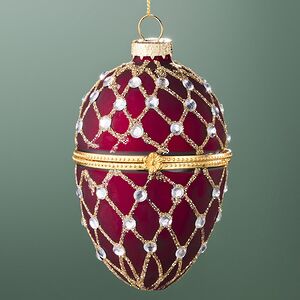 Стеклянная елочная игрушка Яйцо-шкатулка Увертюра 9 см рубиновая