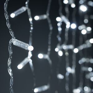 Светодиодный занавес Quality Light Cap 1*6 м, 600 холодных белых LED ламп, прозрачный ПВХ, соединяемый, IP65