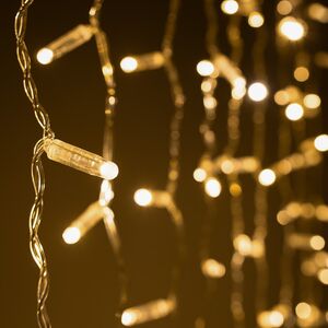 Светодиодный занавес Quality Light Cap 1*6 м, 600 теплых белых LED ламп, прозрачный ПВХ, соединяемый, IP65 (BEAUTY LED, Россия). Артикул: PCL601CAP-10-2WW