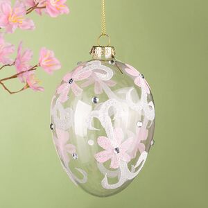 Подвесное украшение Яйцо Весенняя Акварель 12 см, стекло
