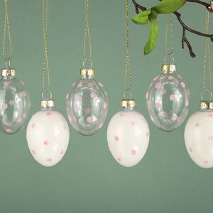 Набор пасхальных украшений Белый Жемчуг 6 см, 6 шт, стекло (Goodwill, Бельгия). Артикул: PE50081