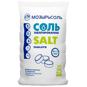 Соль для хлоргенератора, 25 кг, в таблетках (Мозырьсоль, Россия). Артикул: рс-001