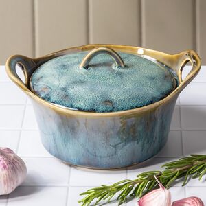 Керамическая кокотница с крышкой Астейн 17*7 см, 350 мл, синяя Koopman фото 2