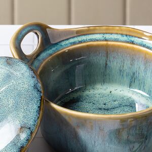 Керамическая кокотница с крышкой Астейн 17*7 см, 350 мл, синяя Koopman фото 3