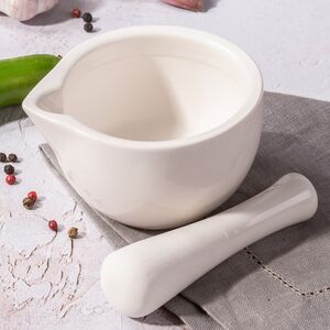 Фарфоровая ступка с пестиком Santon 10 см белая Koopman фото 3