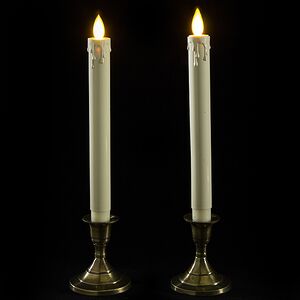 Столовая светодиодная свеча с имитацией пламени 20 см, 2 шт, кремовый, батарейка (Peha, Нидерланды). Артикул: RC-12100