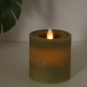 Светодиодная свеча с имитацией пламени Arevallo 7.5 см, оливковая, батарейка Peha фото 2