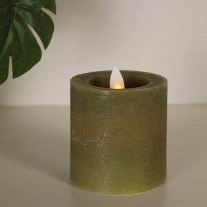 Светодиодная свеча с имитацией пламени Arevallo 7.5 см, оливковая, батарейка Peha фото 1