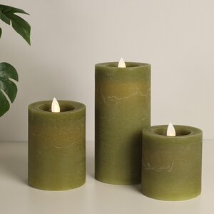 Светодиодная свеча с имитацией пламени Arevallo 7.5 см, оливковая, батарейка Peha фото 3