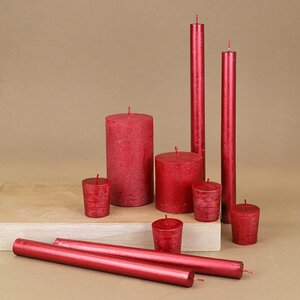 Высокие свечи Красный Металлик 25*2.2 см, 4 шт Kaemingk фото 2