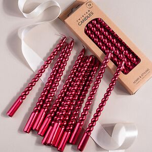 Свечи витые Precioso Vela 17 см, 10 шт, розовый металлик