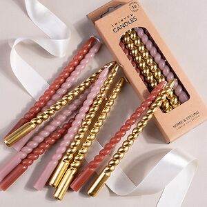 Свечи витые Precioso Vela - Gold and Pink 17 см, 10 шт