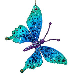 Елочная игрушка Бабочка Морфо 15 см изумрудная с синим, подвеска Kurts Adler фото 1